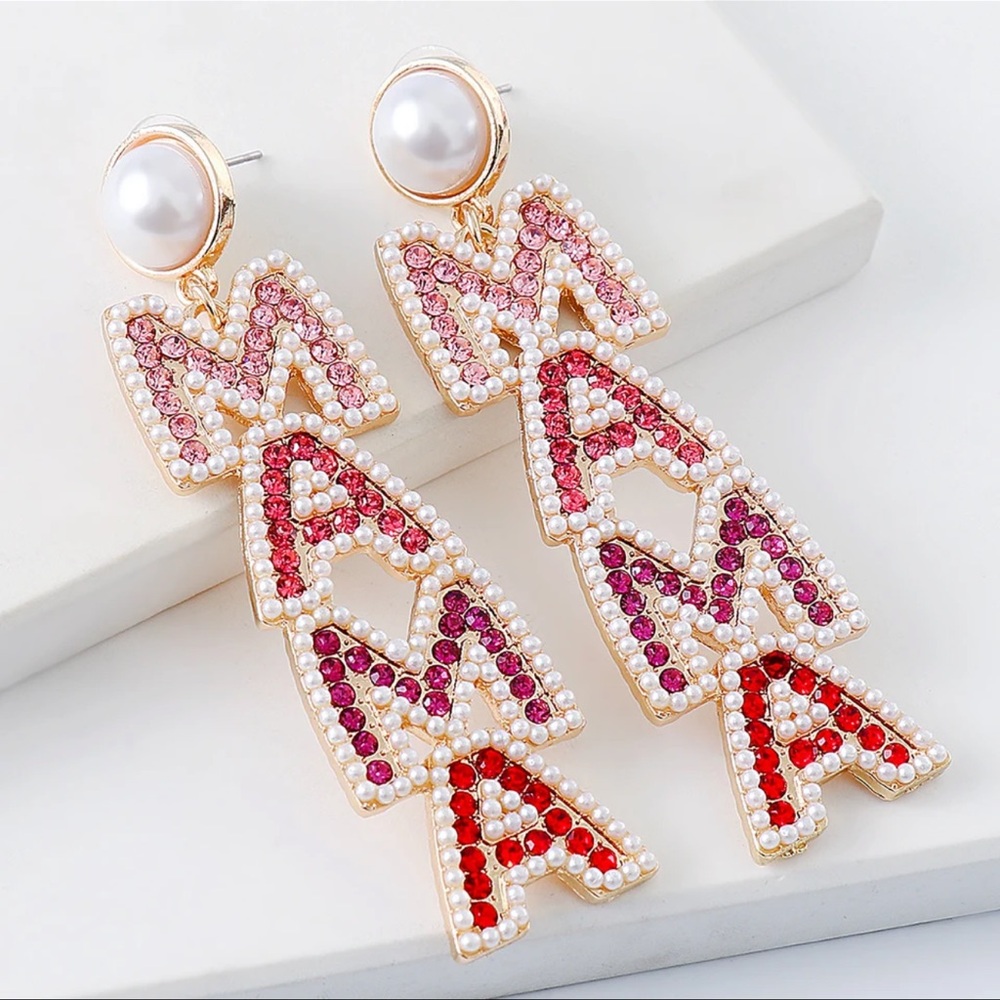 New Mother Mama Letter
Rhinestone Earrings Vintage💖